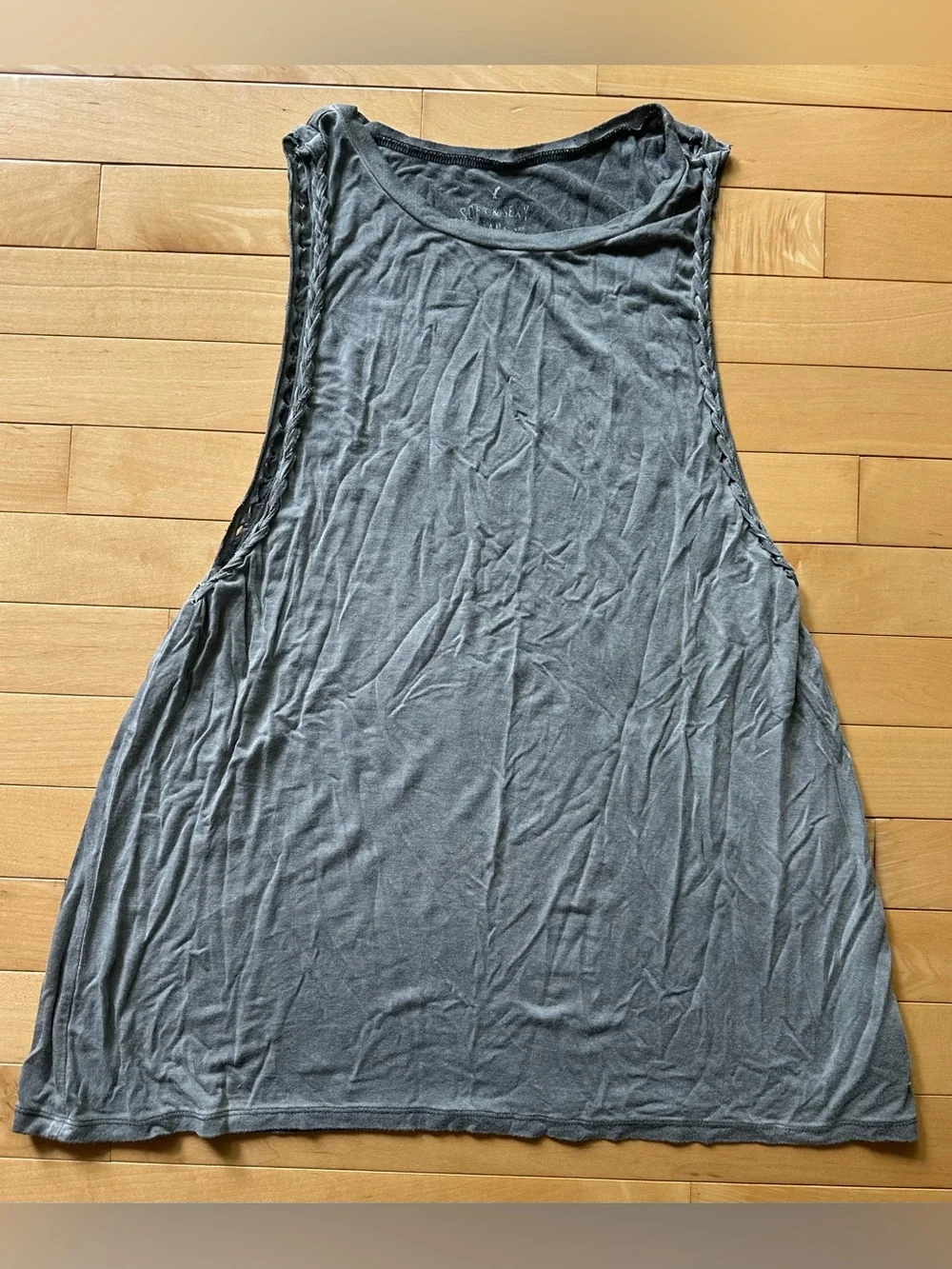 Soft & Sexy by American Eagle • gray • braided drape tank top • small